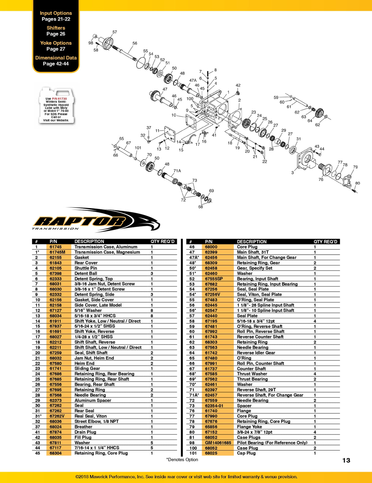 Winters Raptor Gearbox Input Shaft 10 Spline - 62547