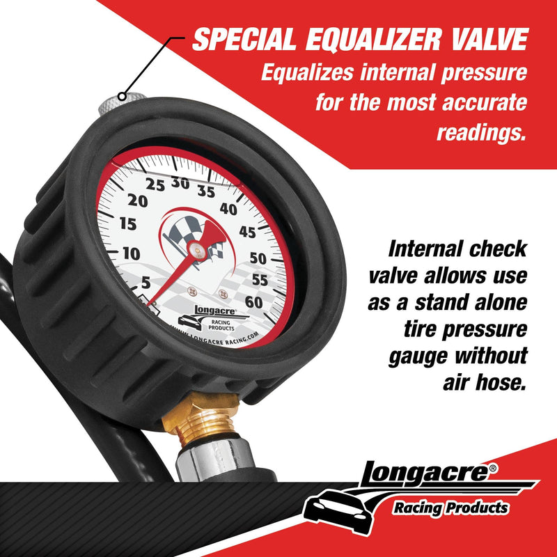 Longacre Liquid Filled 2-1/2” GID Quick Fill Tire Gauge 0-60 psi