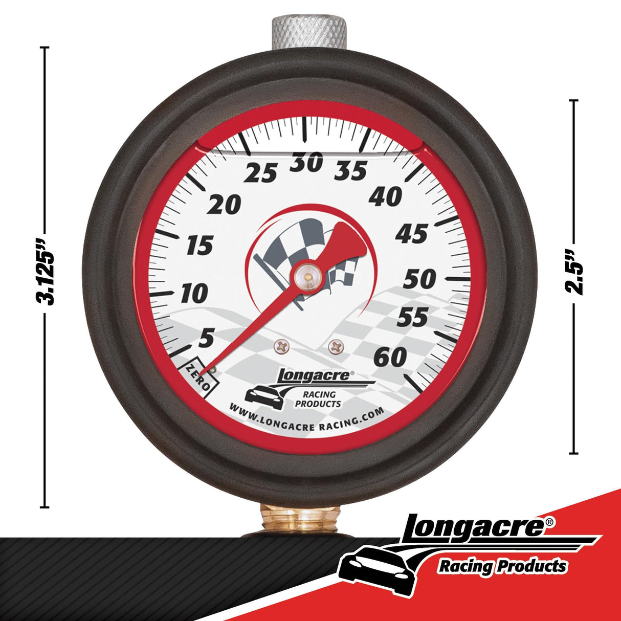 Longacre Liquid Filled 2-1/2” GID Quick Fill Tire Gauge 0-60 psi