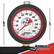 Longacre Liquid Filled 2-1/2” GID Quick Fill Tire Gauge 0-60 psi
