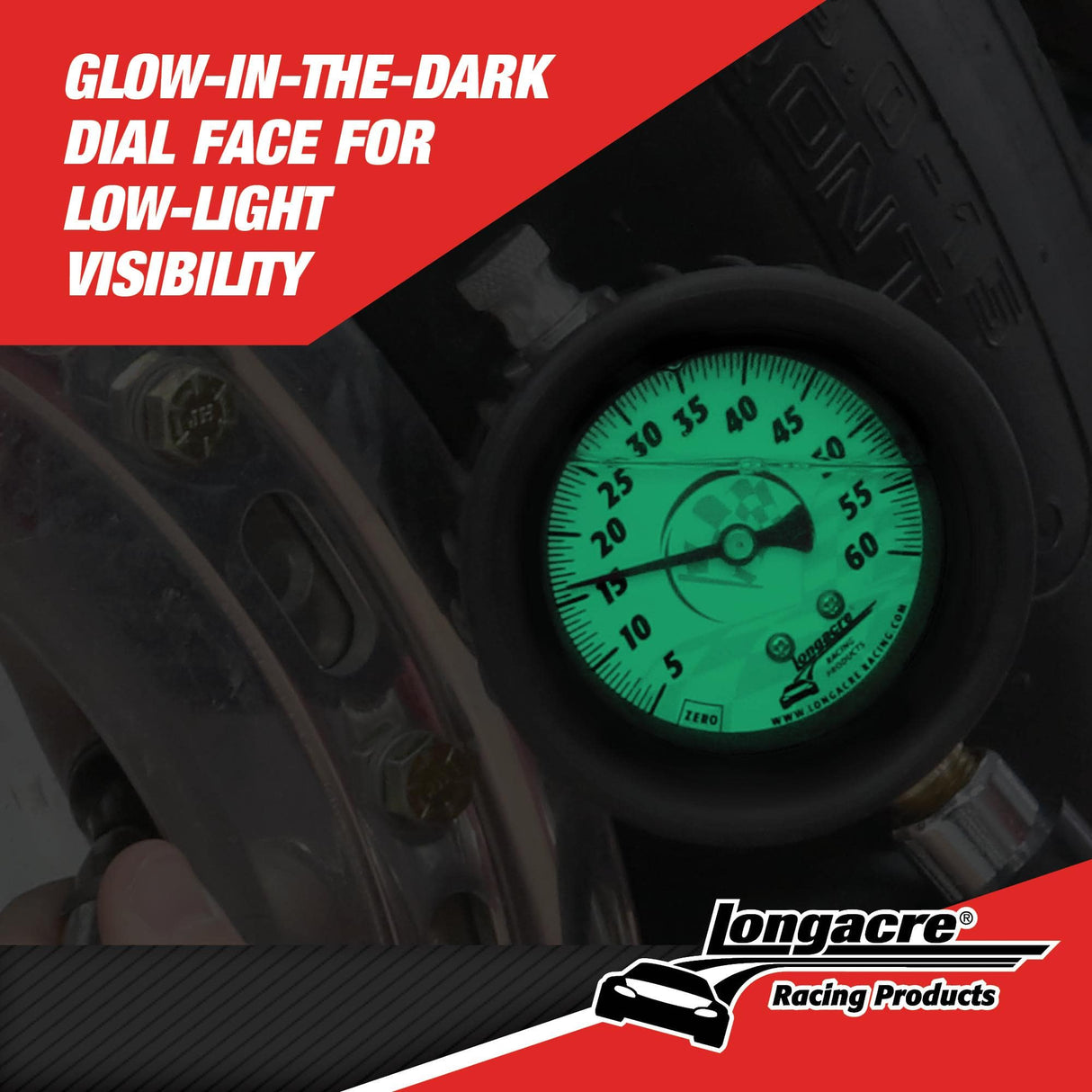 Longacre Liquid Filled 2-1/2” GID Quick Fill Tire Gauge 0-60 psi