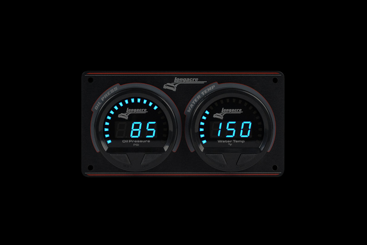 Longacre Digital Elite Waterproof Gauge Panel, 2 Gauge Oil Pressure/Water Temperature