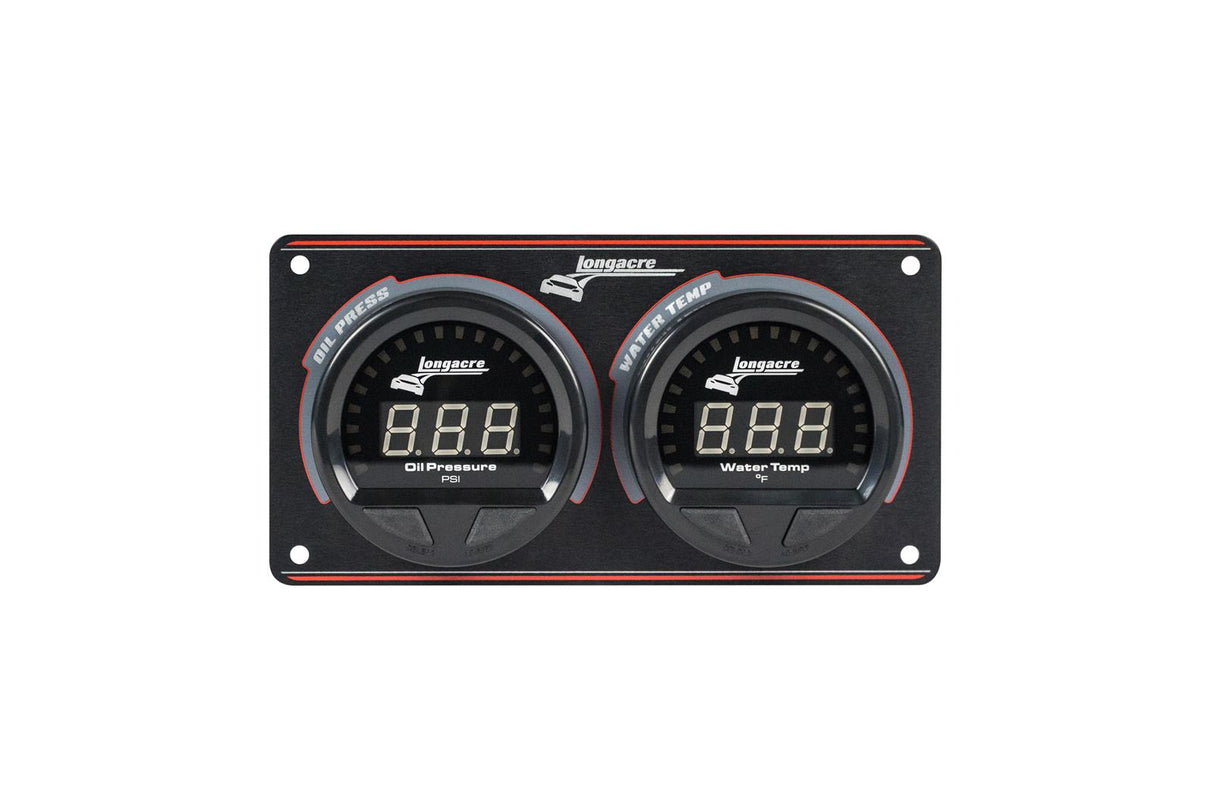 Longacre Digital Elite Waterproof Gauge Panel, 2 Gauge Oil Pressure/Water Temperature