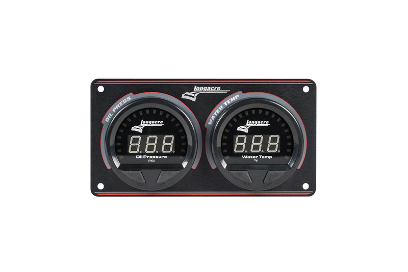Longacre Digital Elite Waterproof Gauge Panel, 2 Gauge Oil Pressure/Water Temperature