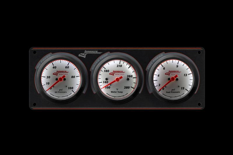 Longacre Sportsman™ Elite 3 Gauge Panel Oil Pressure, Water Temperature, Fuel Pressure