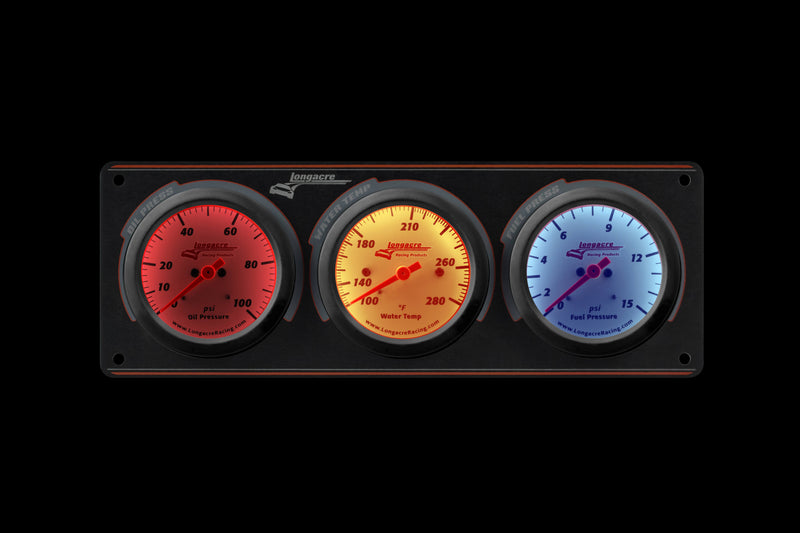 Longacre Sportsman™ Elite 3 Gauge Panel Oil Pressure, Water Temperature, Fuel Pressure