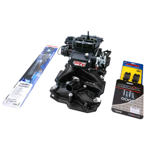 VPW Intake Manifold & Carburettor Kit, Black Series Proflow Air Dual Intake , Quick Fuel 600 CFM Vac ,Electric Choke Carbutetor, SB Chev, Each - VPWM2101-KIT-BK VPWM2101-KIT-BK
