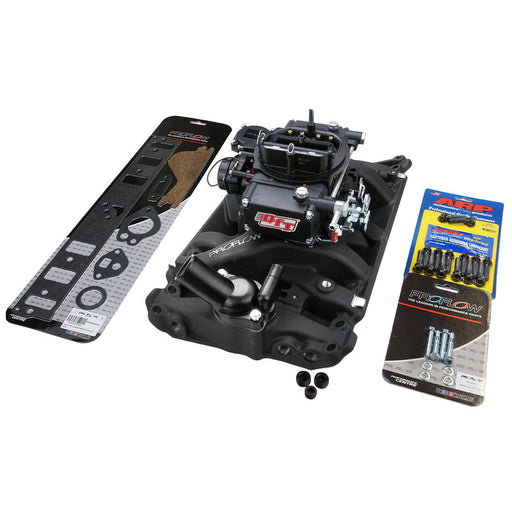 VPW Intake Manifold & Carburettor Kit, Black Series Proflow Air Dual Intake + Quick Fuel 600 CFM Vac, Electric Choke, For Holden Commodore V8 - VPWM2194-KIT-BK VPWM2194-KIT-BK