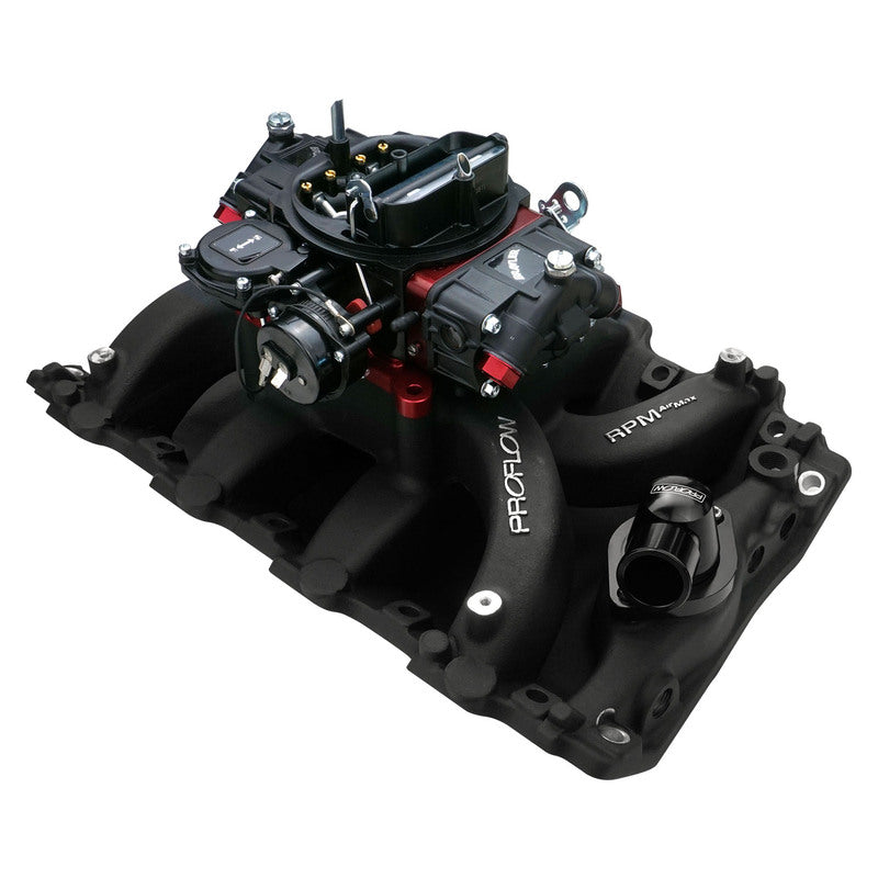 VPW Intake Manifold & Carburettor Kit Black Series RPM AirMax, For Holden V8, VN Heads, Dual Plane, Slayer 750 Vac, Electric Choke,Carbutetor, For Hol - VPWM7594-KIT-BK