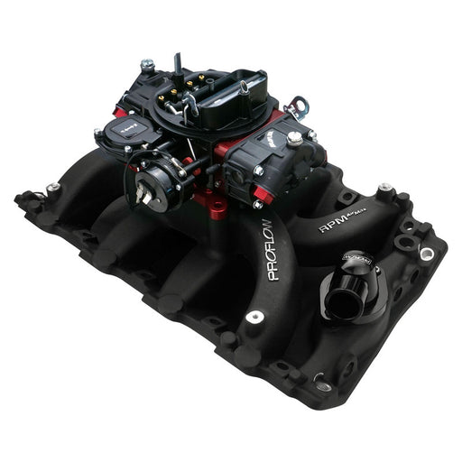 VPW Intake Manifold & Carburettor Kit Black Series RPM AirMax, For Holden V8, VN Heads, Dual Plane, Slayer 750 Vac, Electric Choke,Carbutetor, For Hol - VPWM7594-KIT-BK