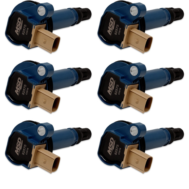 MSD Ignition Coil - Ford EcoBoost - 3.5L V6 - 3-Pin Connector - Blue - 6-Pack - 825765