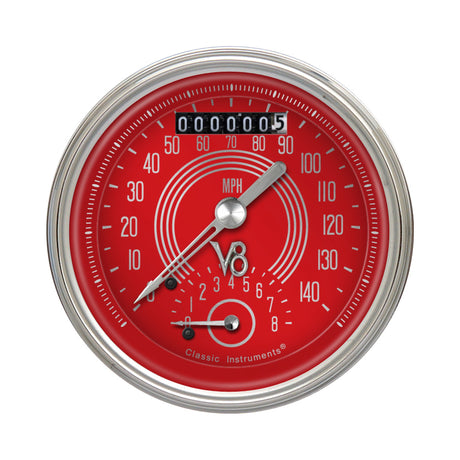 Classic Instruments V8 Red Steelie 3 3/8" Ultimate - V8RS20SHC