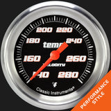 Classic Instruments Velocity Black 2 5/8" Full Sweep Water Temperature Gauge - VS326BAPF-02