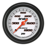 Classic Instruments Velocity White 2-1/8" Brake Pressure Gauge - VS167WBLF