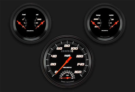 Classic Instruments Velocity Black Series Three Gauge Set - VS61BBLF