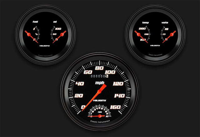 Classic Instruments Velocity Black Series Three Gauge Set - VS61BBLF