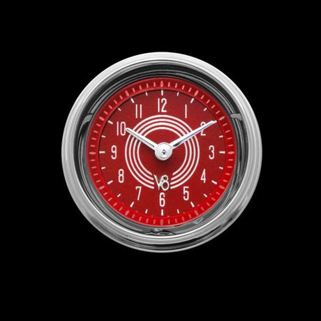 Classic Instruments V8 Red Steelie 2 1/8" Clock - V8RS90SHC