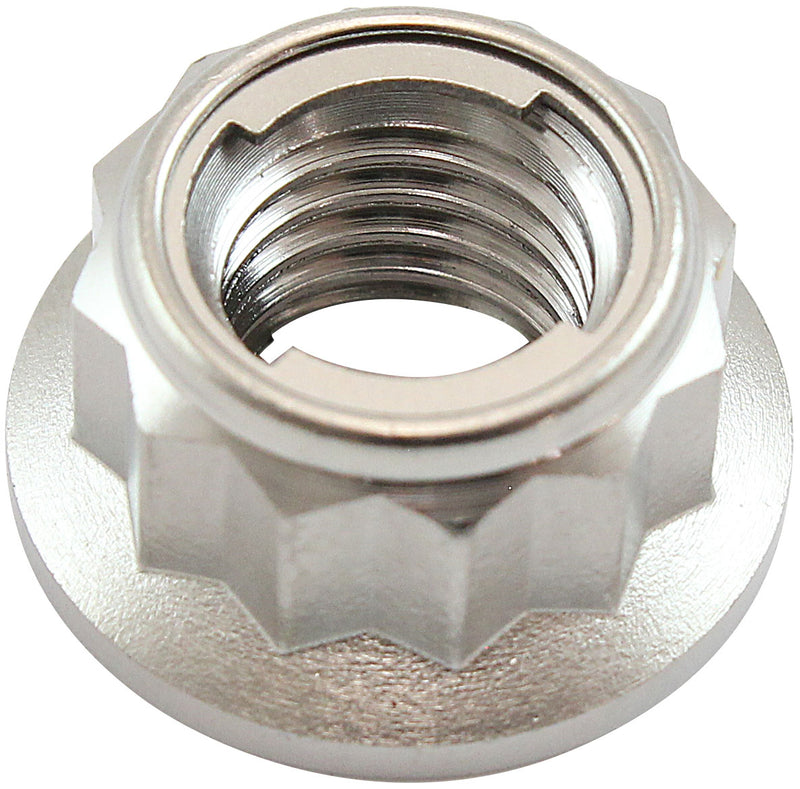 Aeroflow M10 x 1.25mm Titanium 12 Point Locking Nut Natural Finish, Sold Single (AF3503-0011) AF3503-0011