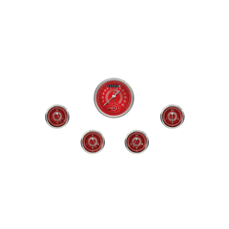 Classic Instruments V8 Red Steelie Five Gauge Set - V8RS35SHC
