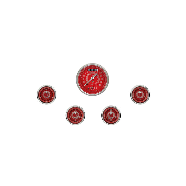 Classic Instruments V8 Red Steelie Five Gauge Set - V8RS35SHC