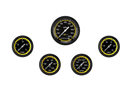Classic Instruments AutoCross Yellow Five Gauge Set 300 - AX300YBLF