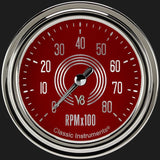 Classic Instruments V8 Red Steelie 2 5/8" Tachometer - V8RS383SLC