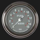 Classic Instruments Silver Gray 2 1/8" Fuel Pressure Gauge, 15 psi - SG145SLF