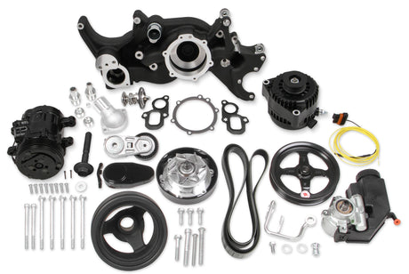 Holley Mid-Mount Complete Accessory Drive System - Gen V LT Engines - Standard Damper - Black - 20-205BK