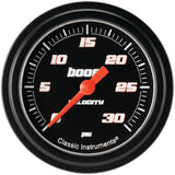 Classic Instruments Velocity Black 2-5/8" Boost Gauge (30 PSI) - VS342BBLF