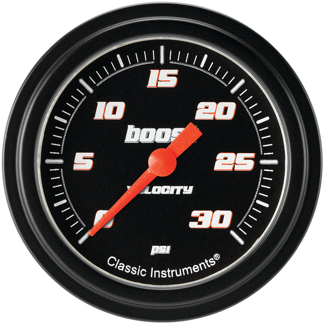 Classic Instruments Velocity Black 2-5/8" Boost Gauge (30 PSI) - VS342BBLF