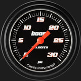 Classic Instruments Velocity Black 2 5/8" Boost Gauge, 30 psi - VS342BBLF