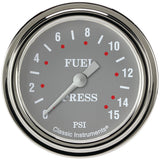 Classic Instruments Silver Gray 2-5/8" Fuel Pressure Gauge (15 PSI) - SG345SLF