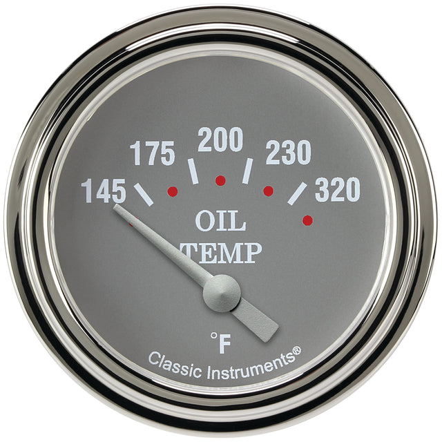 Classic Instruments Silver Gray 2-5/8" Oil Temperature Gauge - SG228SLF