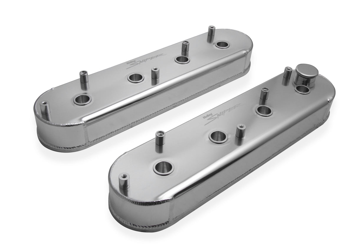 Holley 890014 Sniper Valve Cover - Fabricated Aluminum - GM LS Engines - Natural Anodized