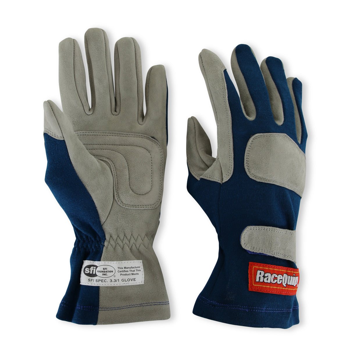 Racequip SFI 3.3/1 Blue / Gray Nomex Race Gloves - Large - 351025RQP