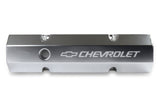 Holley 241-287 GM Licensed Valve Cover - Track Series - SBC - Fabricated Aluminum - Perimeter Bolt - Silver