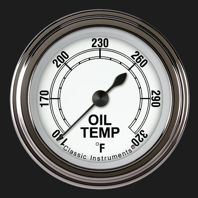 Classic Instruments Classic White 2 1/8" Oil Temperature Gauge - CW128SLF