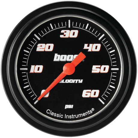 Classic Instruments Velocity Black 2-5/8" Boost Gauge (60 PSI) - VS343BBLF