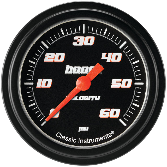 Classic Instruments Velocity Black 2-5/8" Boost Gauge (60 PSI) - VS343BBLF