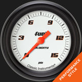 Classic Instruments Velocity White 2 5/8" Fuel Pressure Gauge, 15 psi - VS345WBPF