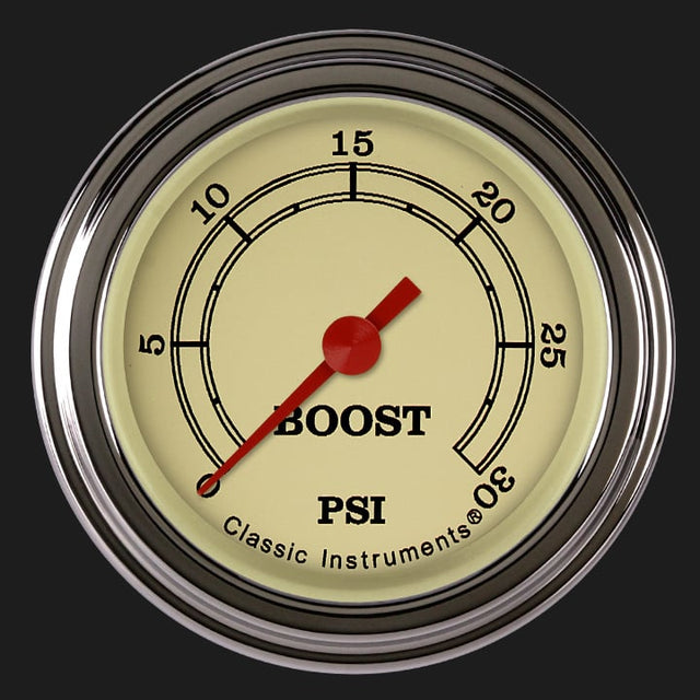 Classic Instruments Vintage 2 1/8" Boost Gauge, 30 psi - VT142SLF