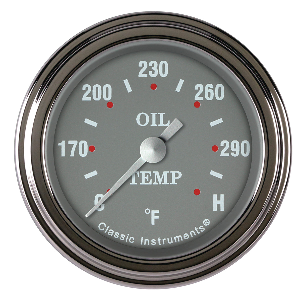 Classic Instruments Silver Gray 2-1/8" Oil Temperature Gauge - SG128SLF