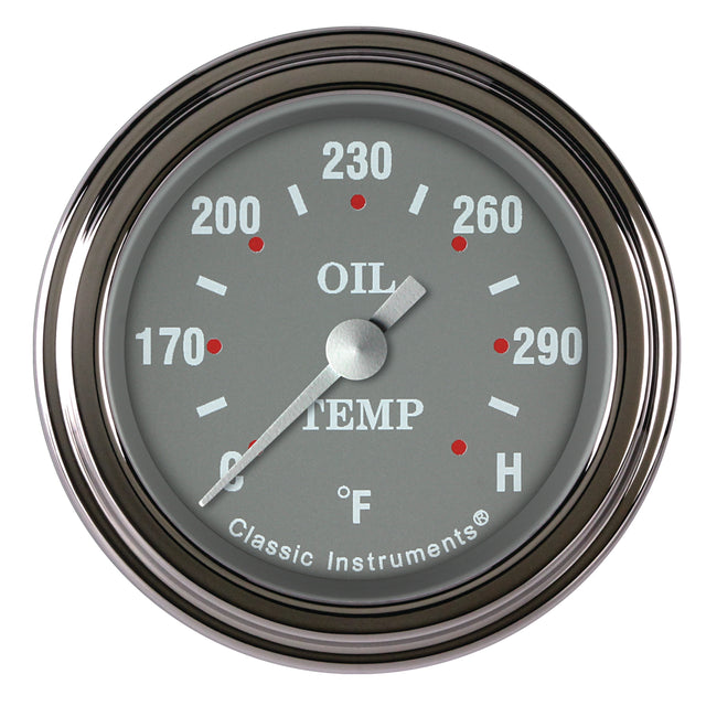 Classic Instruments Silver Gray 2-1/8" Oil Temperature Gauge - SG128SLF