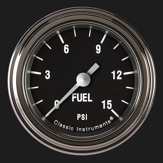 Classic Instruments Hot Rod 2 1/8" Fuel Pressure Gauge, 15 psi - HR145SLF