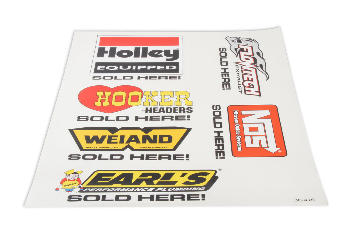 Holley 36-410 Assorted Brands Sold Here Decal Sheet
