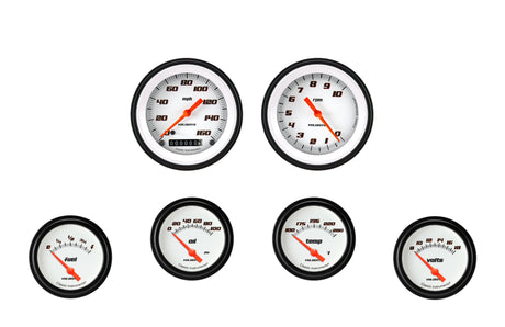 Classic Instruments Velocity White Six Gauge Set 201 - VS201WBLF