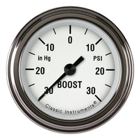 Classic Instruments White Hot 2-1/8" Boost/Vac Gauge - WH141SLF