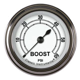 Classic Instruments Classic White 2-1/8" Boost Gauge (60 PSI) - CW143SLF