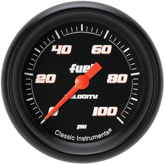 Classic Instruments Velocity Black 2-5/8" Fuel Pressure Gauge (100 PSI) - VS346BBPF