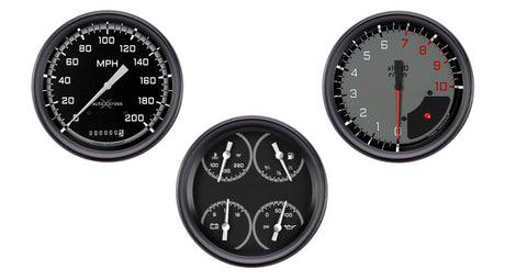 Classic Instruments AutoCross Gray Three Gauge Set - AX53GBLF
